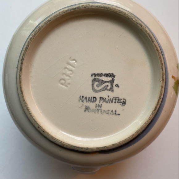 VTG handpainted Secla made in Portugal wide mouth ceramic blue flower pitcher - Picture 5 of 7